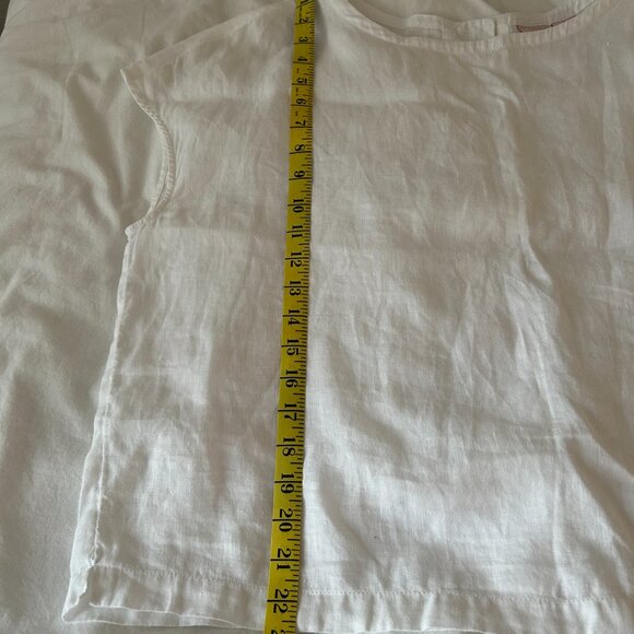 St. Tropez West 100% White Linen Short Sleeve Blouse Button up back detail Large - Picture 6 of 6